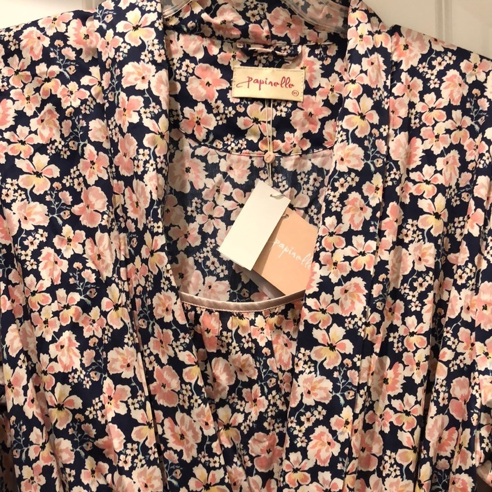 PAPINELLE NIGHTGOWN & ROBE KNEE LENGTH 100% COTTON NWT sz L
